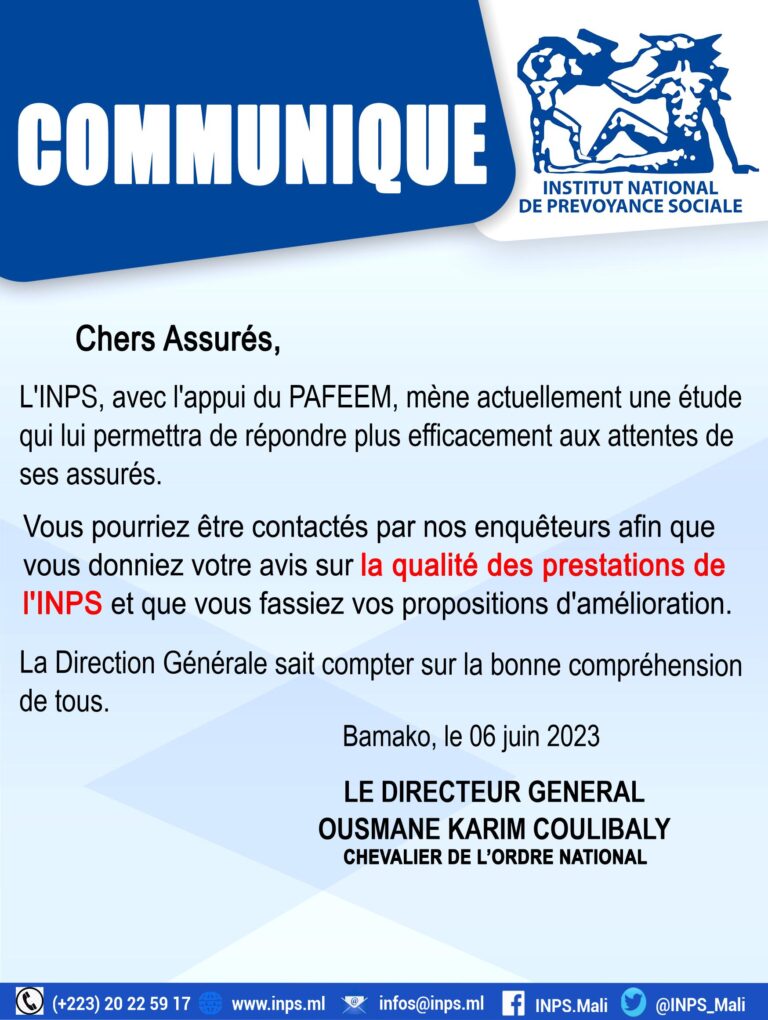 Communiqué INPS
